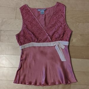 Pink lace and silk top